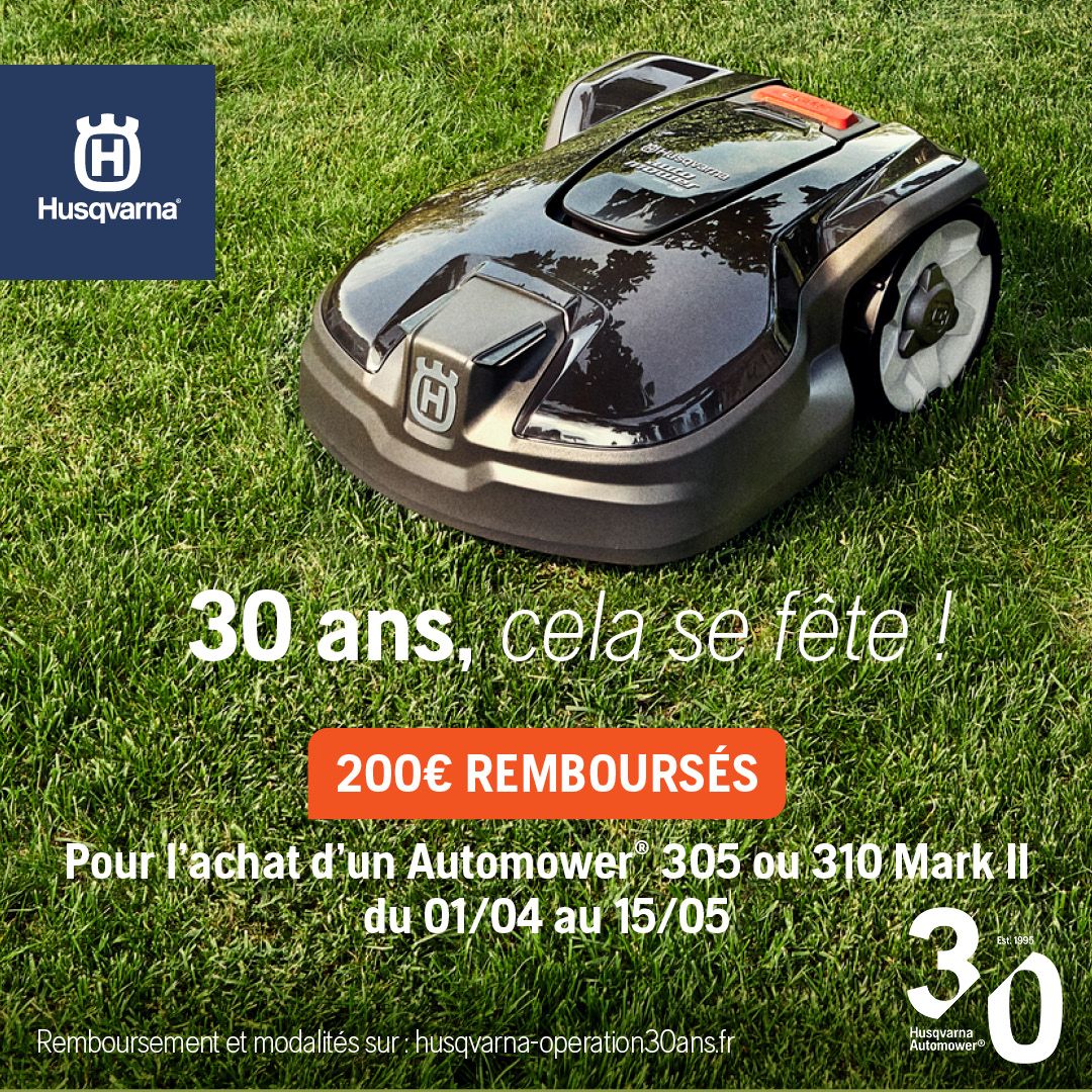 200€ Remboursés sur votre robot tondeuse HUSQVARNA